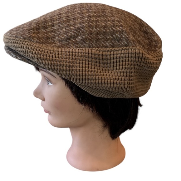 Vintage The Edinburgh Woolen Mill Pure Wool Brown Houdstooth Newsboy Cap Size OS - Picture 12 of 12